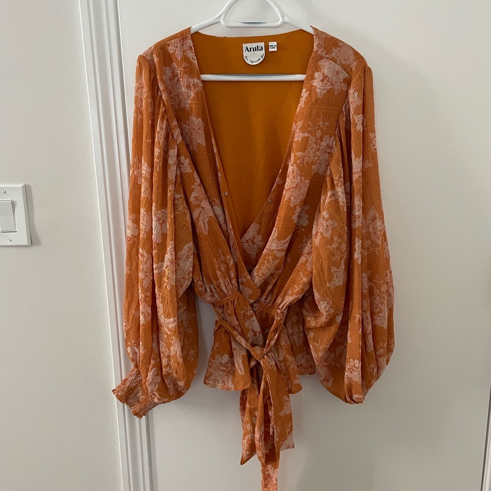 Yellow Floral Bell Sleeve Top